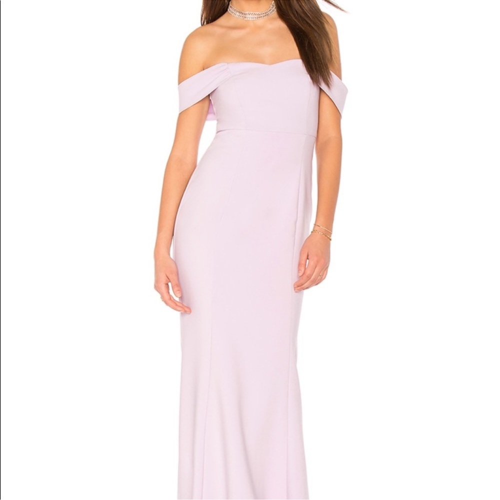 Pink Asymmetrical Off the Shoulder Gown
